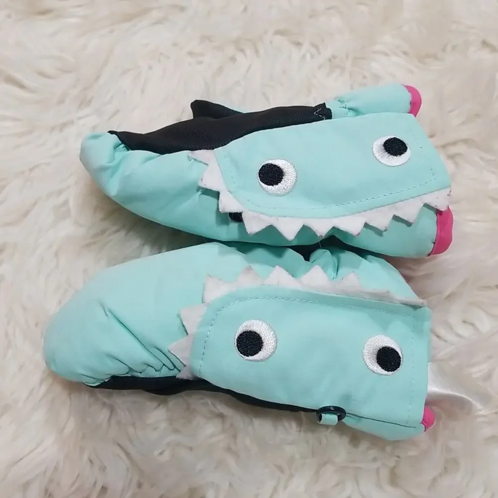 Wonder Nation Light Blue Shark Mittens for Toddler